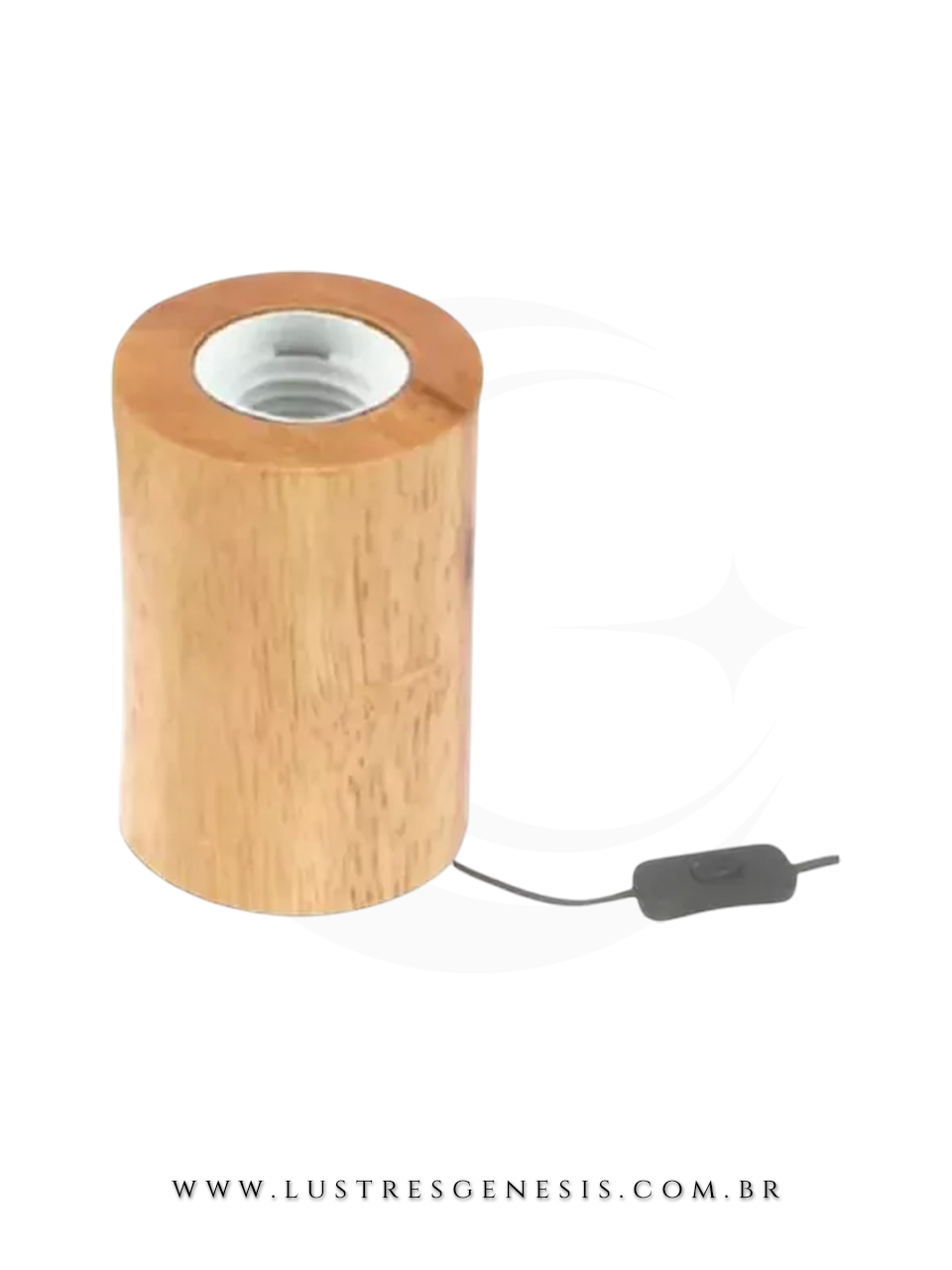 Luminária Abajur Clint de madeira com interruptor para mesa de escritório ou cabeceira de cama. Lustres Gênesis loja online de Lustres e Iluminação Decorativa